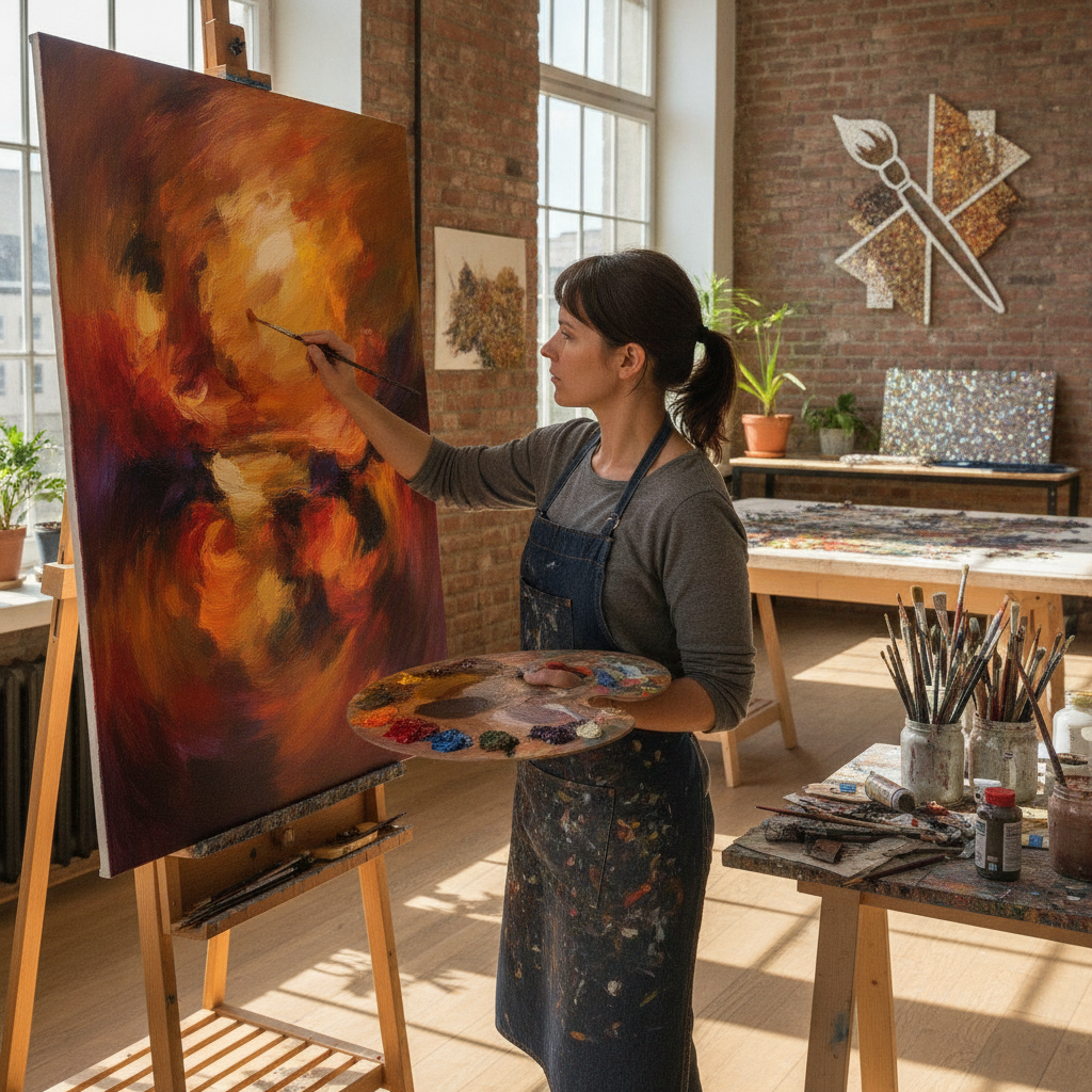 Malerei im Atelier Gesa Blaas