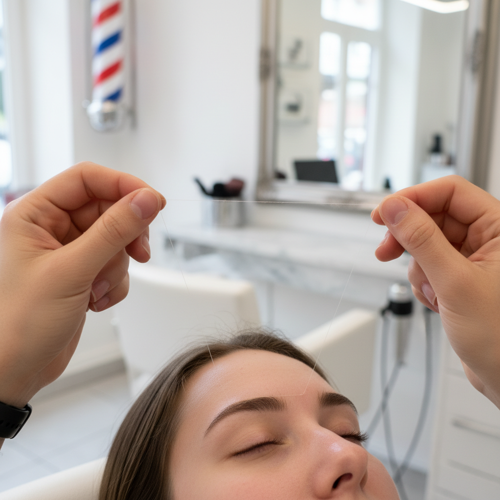 Augenbrauen zupfen, färben und Threading bei Barber & Barberella