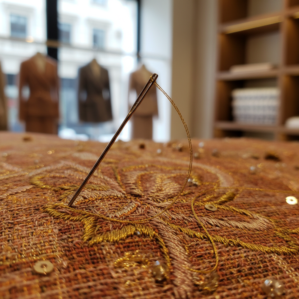 Atelier Marlene – Detailaufnahme Stoff und Handarbeit